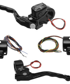 hand controls RR90X radial brake master cylinder w/ brake switch for dual caliper + cable clutch w/ switch + 3-button switch clamps w/out mirror hole – black