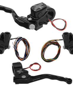 hand controls RR90X radial brake master cylinder w/ brake switch for dual caliper + cable clutch w/ switch + 4-button switch clamps w/ mirror hole – black