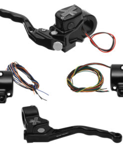 hand controls RR90X radial brake master cylinder w/ brake switch for dual caliper + cable clutch w/out switch + 3-button switch clamps w/out mirror hole – black