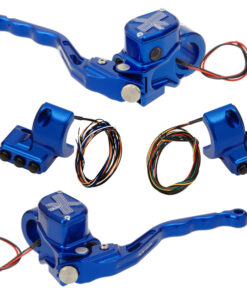 hand controls RR90X radial brake master cylinder w/ brake switch for single caliper + hydraulic clutch w/ switch + 3-button switch clamps w/out mirror hole – blue