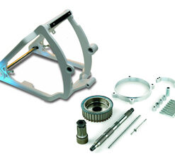 swingarm conversion kit 330 tire on 17×12.5 rim – 1″ axle – for 1991-99 evolution softail with OEM brake caliper